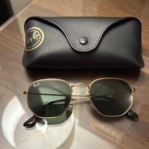 Ray-Ban Gold Frame Sunglasses with Dark Lenses